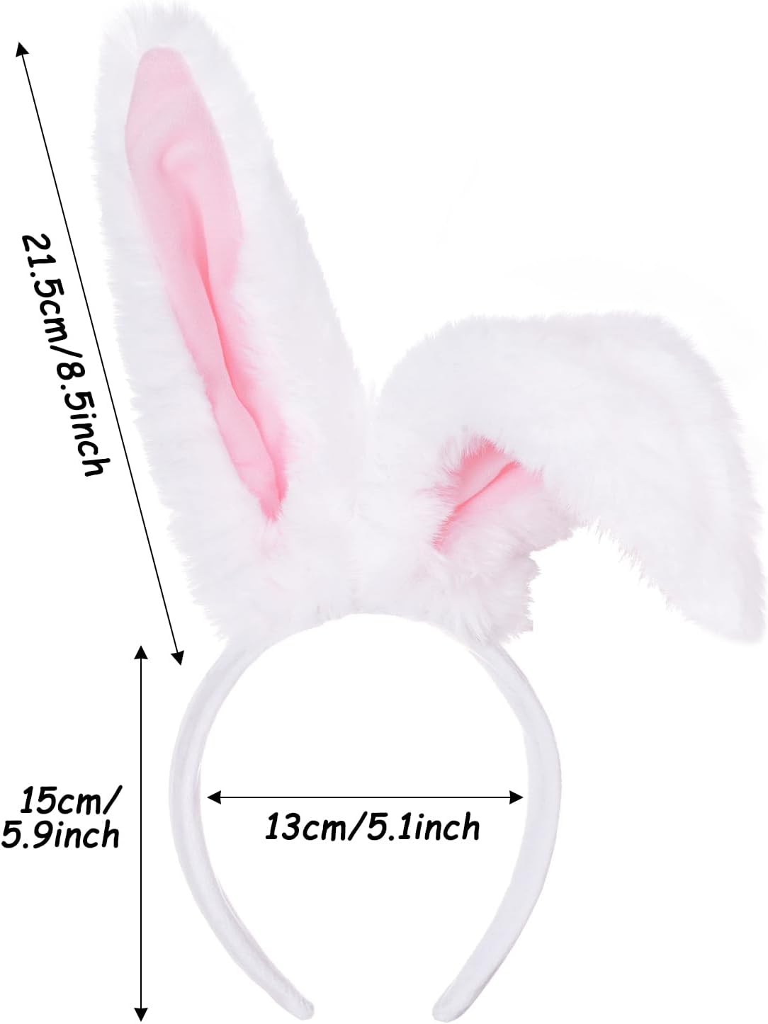 Easter Bunny Ears Headband White Rabbit Ears Head Band Bunny Hairband Costume Accessories for Halloween Cosplay Party