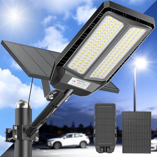 JADIDIS 4000W Farola Solar con Mando a Distancia, Lámparas Solares Impermeables IP67 para Exteriores con Sensor de Movimiento,Luces Solares 6500K,Focos Solares LED Superbrillantes para Exteriores
