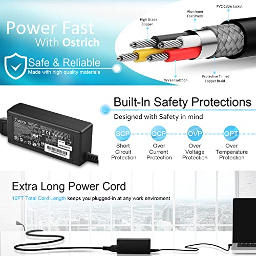 Charger Compatible with HP Laptop Computer 65W 45W Smart Blue Tip Power Adapter - image 5