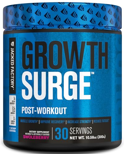 Jacked Factory Growth Surge Creatine Post Workout w/L-Carnitine - Daily Muscle Builder & Recovery Supplement with Creatine Monohydrate, Betaine, L-Carnitine L-Tartrate - 30 Servings, Swoleberry