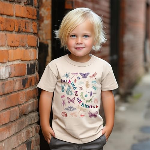 Be Kind To All Kinds Cute Retro Bugs Vintage Insect Shirt For Boys And Girls Boho Natural Toddler & Youth Graphic Tee4