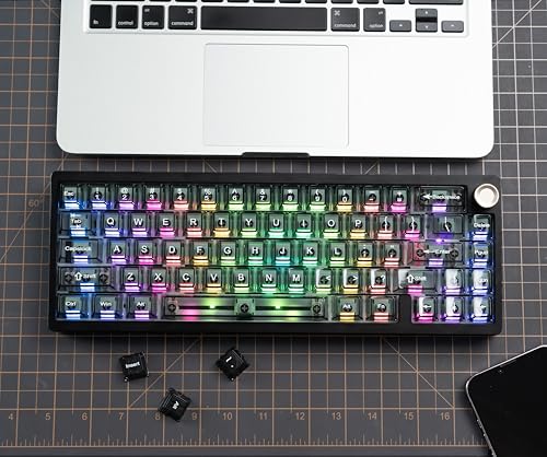 Image of dagaladoo Black Clear Keyboard keycaps,Transparent keycaps 60 75 100 Percent,Crystal Jelly Key Cap Set,Shine Through Key caps.,Cherry Profile Key caps for Mx Switches Mechanical Keyboard