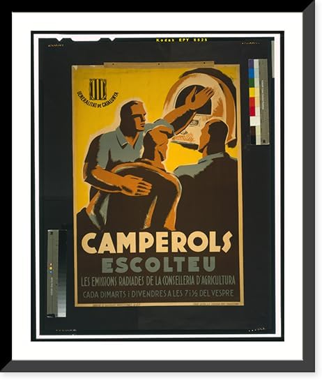 Historic Framed Print, Camperols, escoleteu. Les emissions de la Conselleria d'Agricultura cada dimartis divendres a les 7 i 12 del vespre, 17-78" x