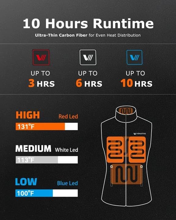 Venustas Women's Heated Softshell Vest with Battery, Slim Fit Water-Resistant Heated Vest for Outdoor Hiking Golf Size M - Image 3