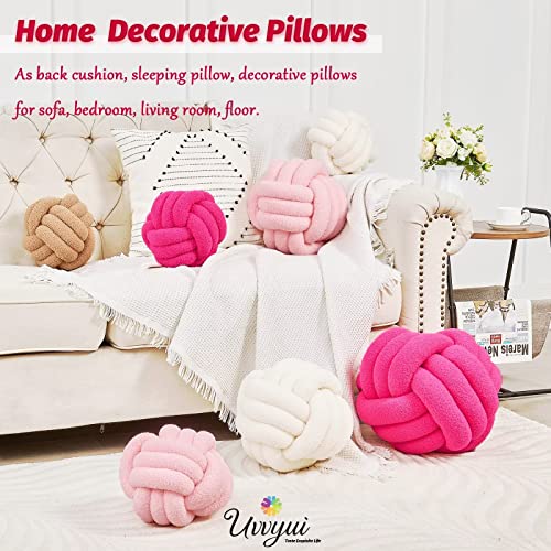 Image of Uvvyui Knot Pillow Ball, Soft Home Decorative Pillows, Round Throw Pillow, Handmade Knotted Plush Pillow, Round Boucle Pillow Cushion (11 Inches Hot Pink)
