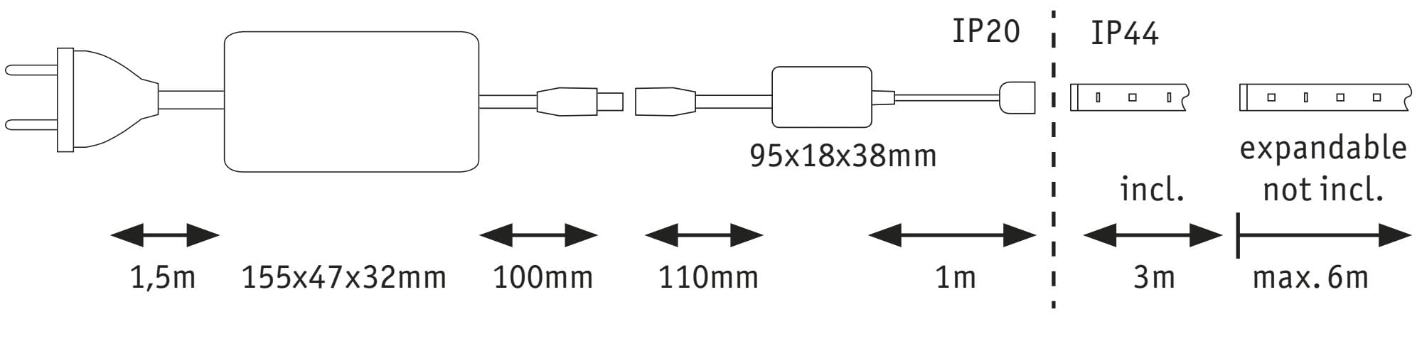 Paulmann 78884 LED Stripe MaxLED 500 Basisset Smart Home Zigbee IP44 3m incl. 1x23 W dimmbar RGBW Farbsteuerung Silber Kunststoff Lichtstreifen 3000 K