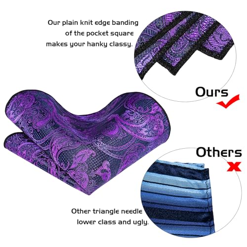Image of 5PCS Tie and Pocket Square for Men, Silk Necktie and Handkerchief Cufflinks with Gold Ring and Lapel Pin Set
