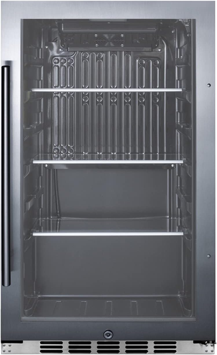 Summit 19” Beverage Center, Indoor or Outdoor Beverage Cooler, 3.13 cu.ft. Capacity, 17” Shallow Depth, Stainless Steel & Glass- SPR488BOSH34CSS