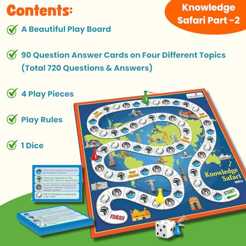 Image of Creative's Knowledge Safari Part-1 & Part-2 Combo Pack of 2, Educational General Knowledge Board Games for Kids Age 9+, World History, Science & Famous Personalities Quiz Game, Family Learning Game