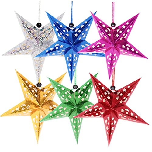 BUTIFULSIC Hanging Paper Star Lampshade 5 Pack 45cm Rosy Decorative Ceiling Light for Wedding and Home