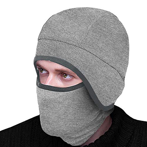 Helmet Liner Skull Cap Beanie with Ear Covers for Men&Women - Ultimate Thermal and Moisture Wicking for Running Cycling Ski&Winter Sports - Fits Under Helmets (Grey&White)