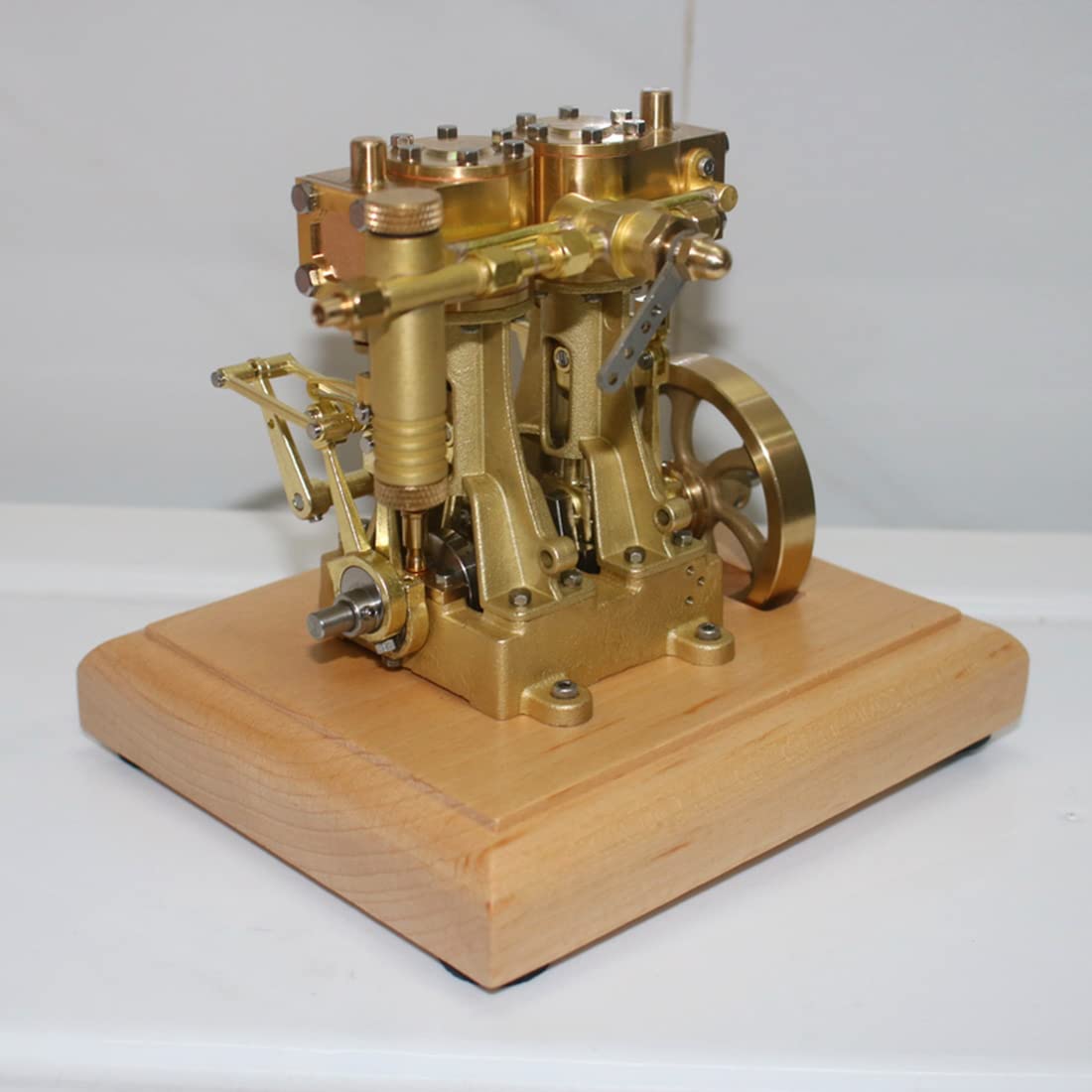 PizazzToy Dampfmaschine Bausatz Erwachsene, 3.7CC Mini-Retro-Vertikal-Doppelzylinder-Hubkolben-Doppelwirkungs-Dampfmaschinenmodell (Kessel nicht enthalten)