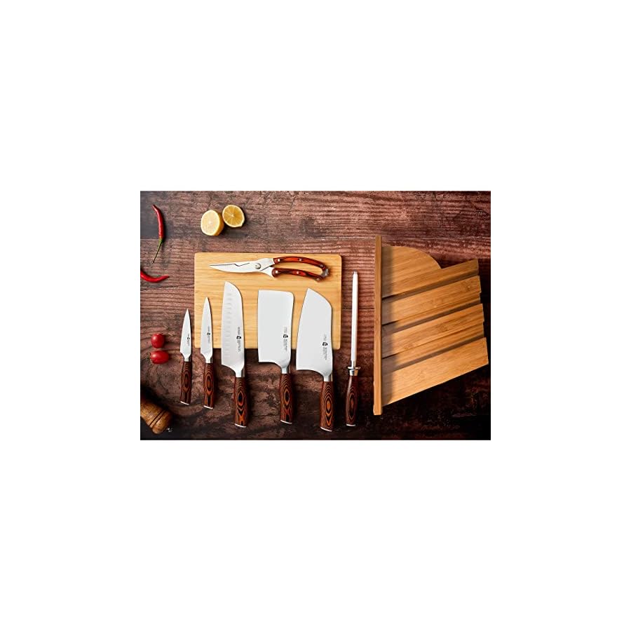 TUO-Kitchen-Utility-Knife-Small-Kitchen-Knife-High-Carbon-German-Stainless-Steel-Cutlery-Ergonomic-Pakkawood-Handle-Luxurious-Gift-Box-Included-5-inch-Fiery-Phoenix-Series TUO Utility Knife, Small Kitchen Knife, 5 inch Paring Knife High Carbon German Stainless Steel Cutlery with Ergonomic Pakkawood Handle