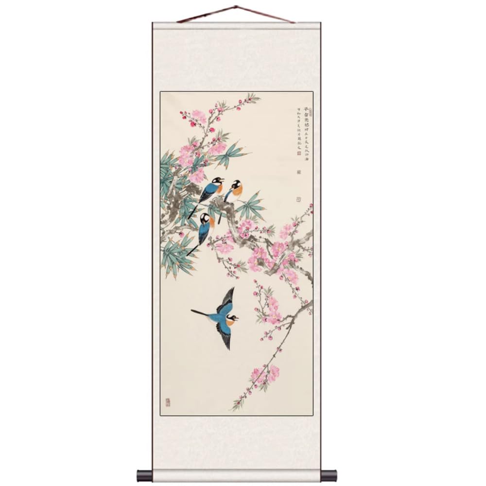 KEXYOAN Traditional Chinese Painting Scroll Silk Calligraphy Study Room Decoration
