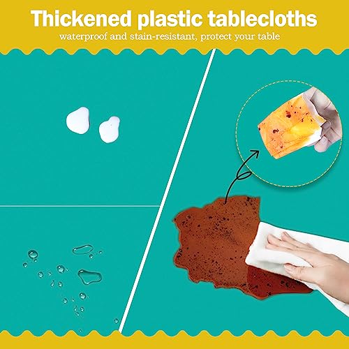 Image of tujol Teal 6 Pack Plastic Table Cloth 54 inch x 108 inch, Disposable Tablecloths Rectangle Table Cover, Plastic Tablecloths for Parties