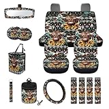 Wanyint Aztec Highland Cow Sunflower Car Seat Cover Seat Protector 15 PCS, with...