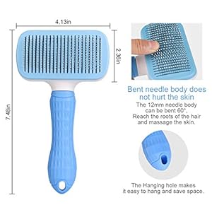   Atlamia-Self-Cleaning-Slicker-BrushDog-Brush-Cat-Brush-with-Massage-ParticlesRemoves-Loose-hair-TanglesSkin-Friendly-Promote-Circulation-Blue
