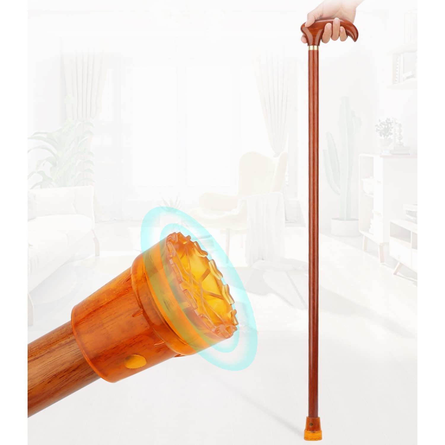 Madera Maciza Bastón, Bastones para Ancianos, Aspecto Clásico Mango Ergonómico para Usuarios Diestros O Zurdos