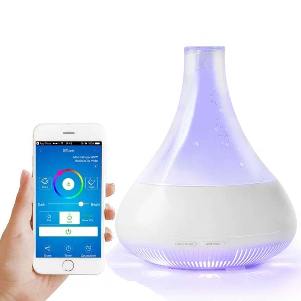 Diffusore di oli essenziali wireless smart WiFi, compatibile con Alexa e Google Home, app per telefono e controllo vocale, grande diffusore a ultrasuoni, impostazioni LED e timer