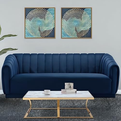 Image of Stylish & Modern Heavy Duty & Luxurious Traditional 3 Seater Sofa Chesterfield Sofa Arm Sofa Three Seater Sofa for Living Room Guest Room Hotels & Office. (Blue)