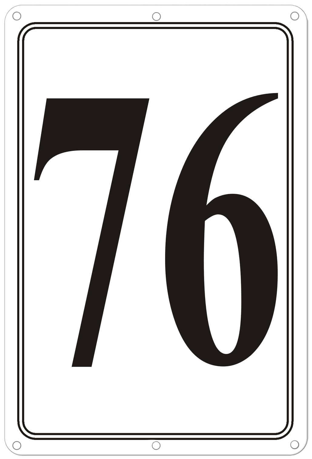 Premium Aluminum Number Signs 76, Metal 12" X 8" Numbered Signs Outdoor for Parking Lots, Floor, Dock, Court, Aisle, Field, High Visibility, No Fade, Weather-resistant