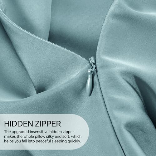 Image of INFIIXSO Silk Pillow Cases 2 Pack Standard Size, Ultra Smooth & Soft Mulberry Silk Pillow Case for Hair and Skin, Breathable Cooling Silk Pillowcase with Hidden Zipper (Haze Blue, 20x26 Inches)