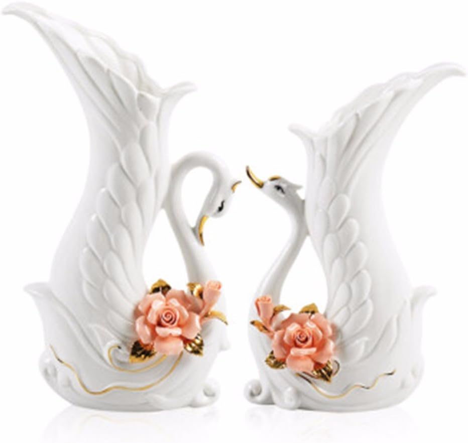 JRFBA-Ceramic Swan ornaments Home Furnishing jewelry, living room wedding gifts, home decor and practical creative TV cabinet soft ornaments, a set of two