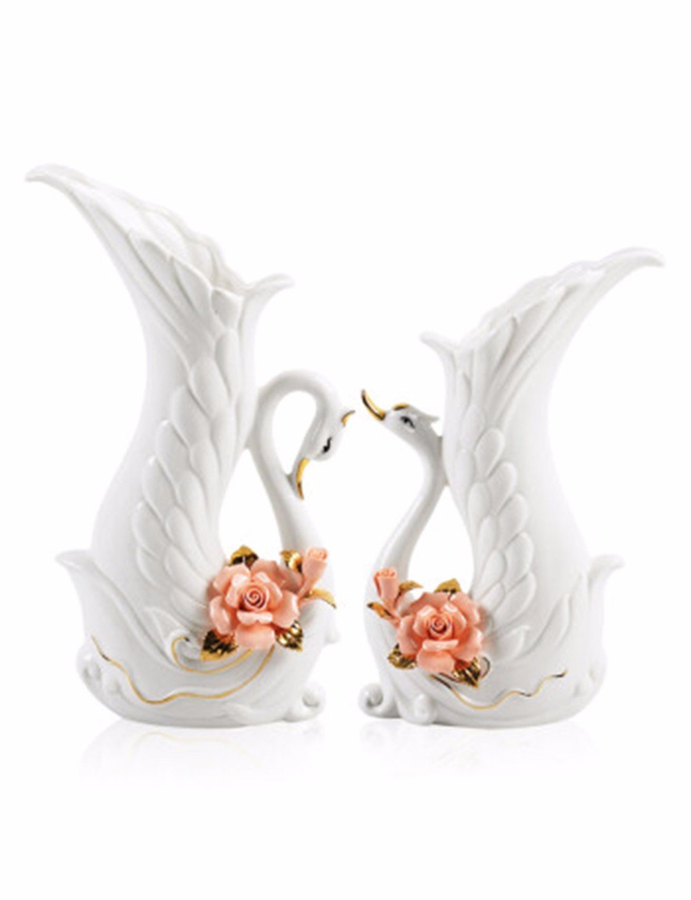 JRFBA-Ceramic Swan ornaments Home Furnishing jewelry, living room wedding gifts, home decor and practical creative TV cabinet soft ornaments, a set of two