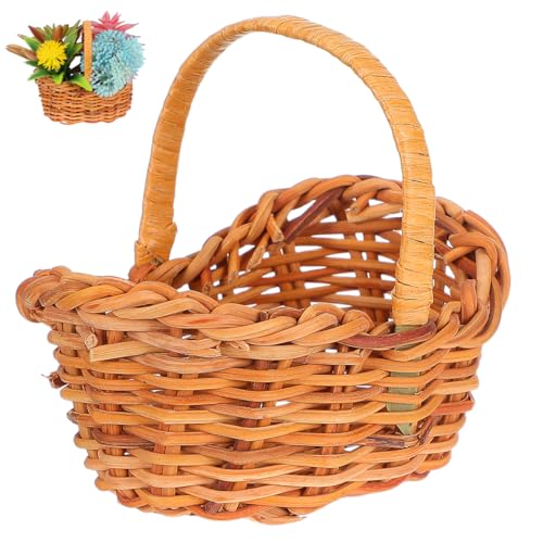 Vaguelly Petit Panier en Rotin Tressé À La Main avec Poignée Mini Panier Léger pour Fleurs Pique- Mariage Et Décoration Jardin 2.95 Pouces