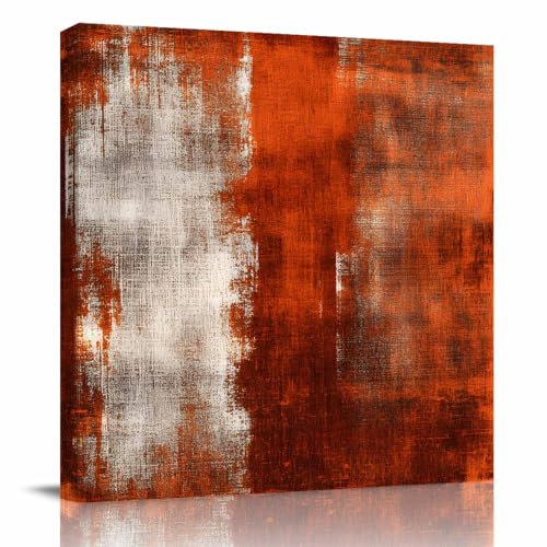 Abstract Collage Theme Canvas Print Wall Art Vintage Red Oil