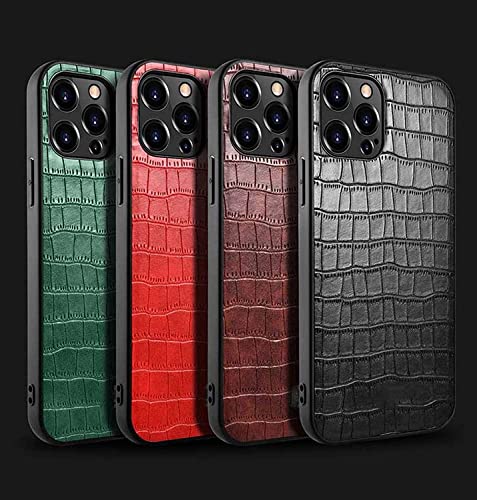 Coque iPhone 13 Pro Max en cuir crocodile rouge luxe et élégant - 2