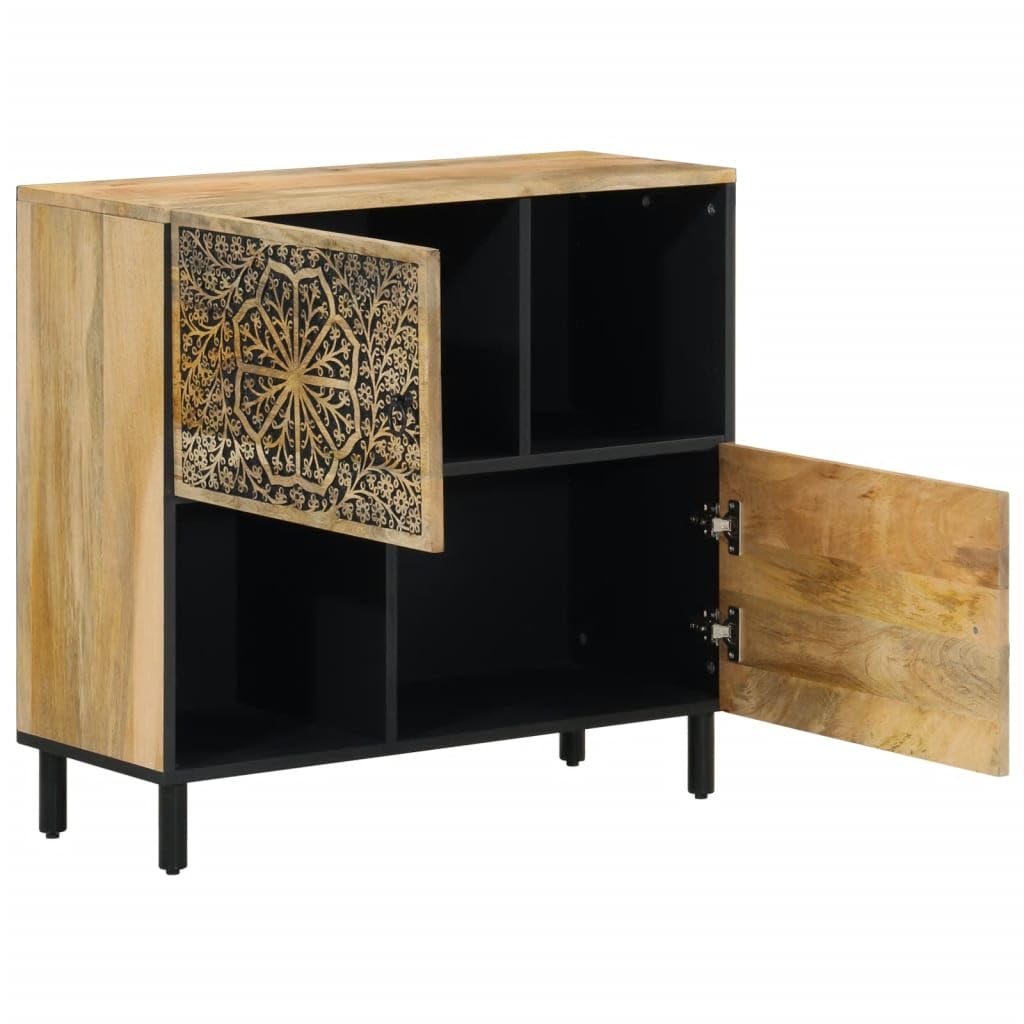 vidaXL Armoire Latérale, Buffet avec Pieds, Meuble de Rangement, Organisateur de Salon Salle de Séjour Maison, Bois Massif de Manguier