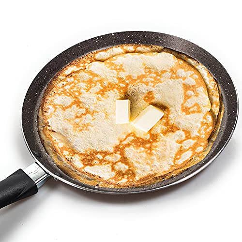 Moonwood Crepe Pan, Free Nonstick Coating - Made In Europe Marbletech Great For Crepes, Omelets, Eggs, Pancake - Dishwasher Safe 10.23 Flat - With Wooden Crepe Spreader And Spatula Set #TOP2