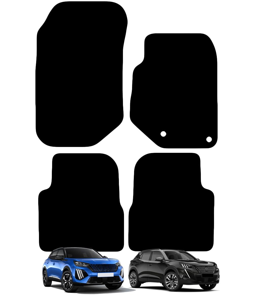 Carsio Carpet Car Mats For Peugeot 2008 2020+ Onwards (Carpet) Tailored Fit Floor Mat Set Complete Accessory Black Custom Fitted - All Weather, Anti-Slip Backing & Black Trim