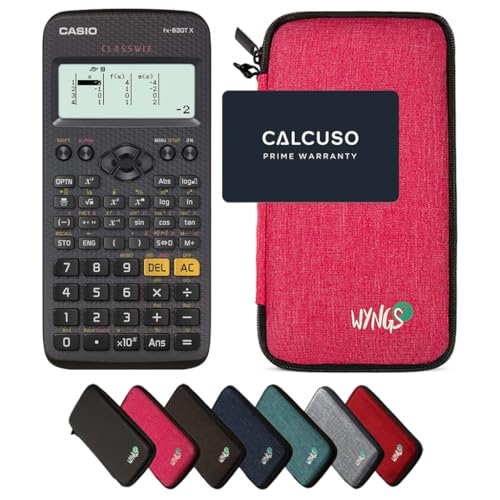 Casio fx-83GT X Schwarz inkl. WYNGS Schutztasche Pink - Wissenschaftlicher Taschenrechner - Basic Set
