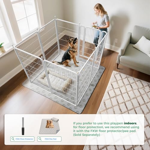 Image of FXW Rollick Unleashed Dog Playpen for Indoor, Yard, RV Camping, 45 inch 8 Panels for Large Dogs, White│Patented