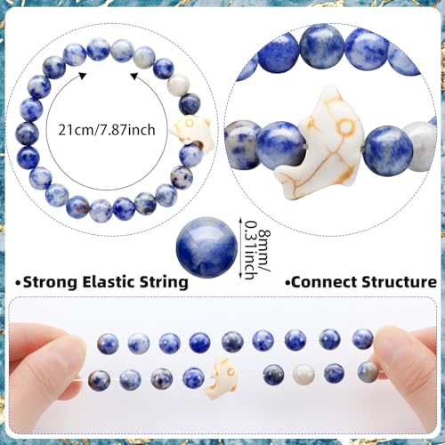 Hicarer 10 Pieces Beads Bracelet Natural Stone Elastic Friendship Bracelet for Women Men2