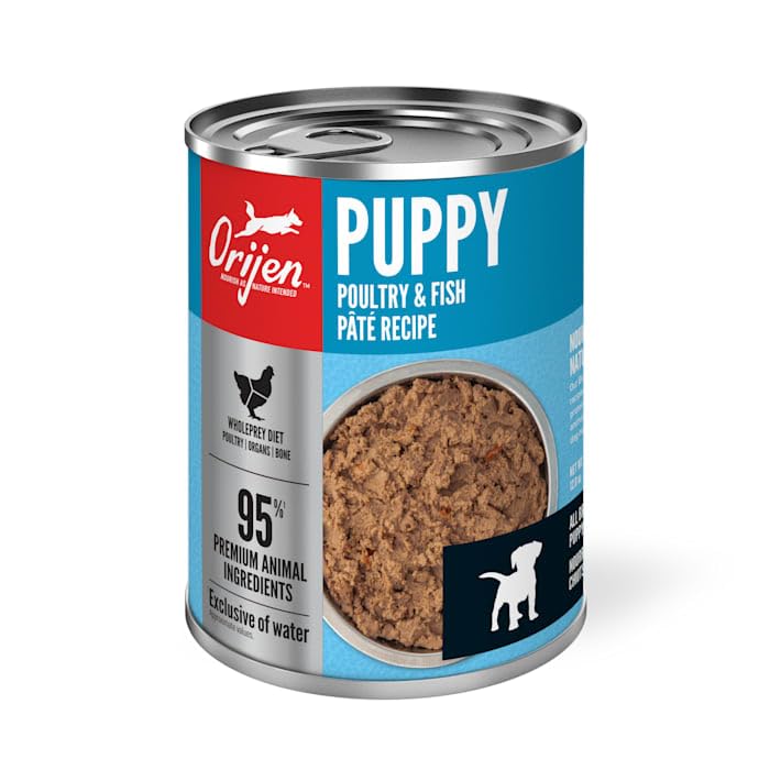 ORIJEN Grain-Free Puppy Recipe with Poultry & Fish Pate Premium Wet Dog Food, 12.8 oz., Case of 12