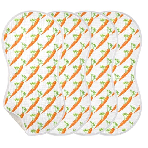 Orange Carrots Muslin Burp Cloths for Baby 4-Layer Absorbent Cotton Large 22