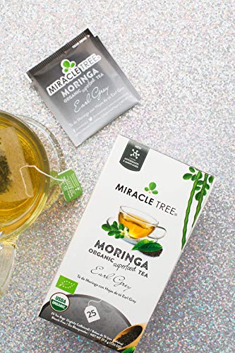 Miracle Tree - Organic Moringa Superfood Tea, 2 Pack Bundle, 2X25 Individually Sealed Tea Bags (Earl Grey, Lemon) #TOP3