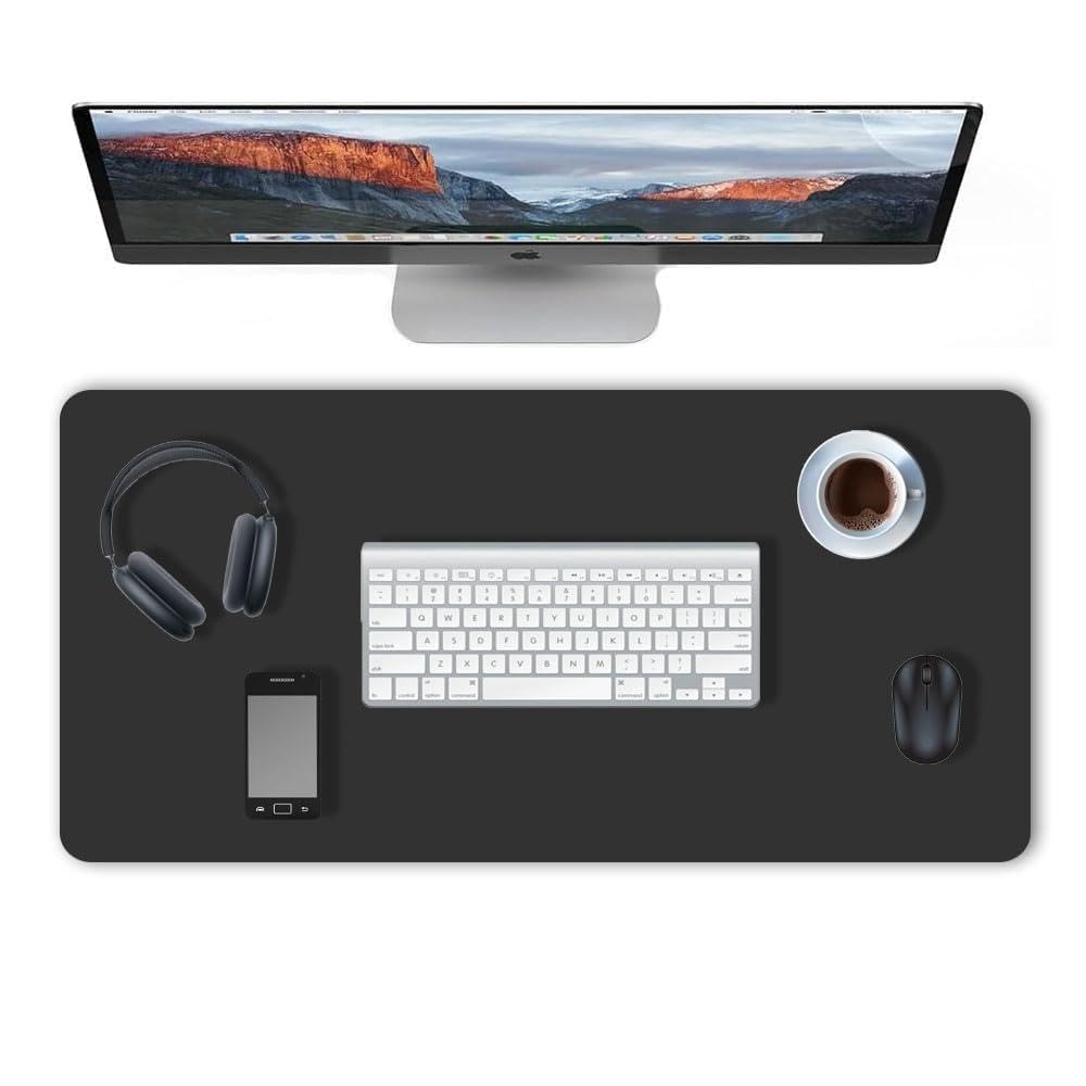 Non-Slip Desk Mat, Waterproof Desk Pad Table Protector, PU Leather Office Table Writing Mat, Laptop Mat Large Mouse Pad Waterproof Soft Mat, Computer Bottom Protector(80x40 cm, Black)