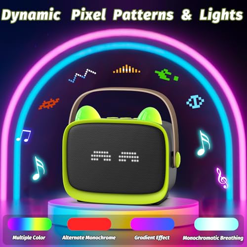 Image of Mini Karaoke Machine Toys Gifts,Kids Portable MP3 Player with 2 Wireless Microphone and LED,Christmas Birthday Gifts for Girls Boys 3 4 5 6 7 8+ Year Old (Green)