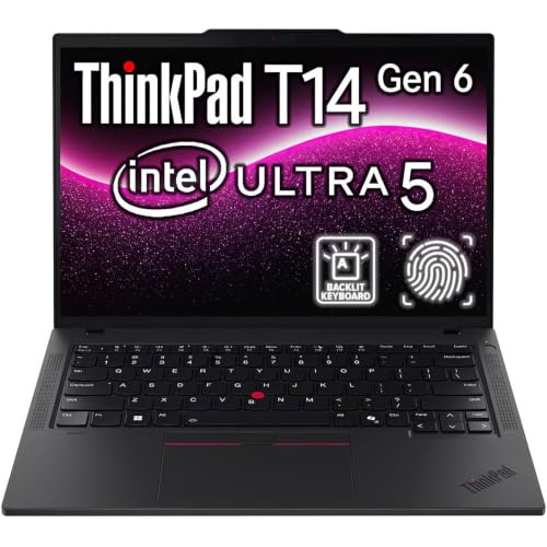 Image of Lenovo ThinkPad T14 Gen 6 Business Laptop • Intel Ultra 5 226V(Beats i7-1355U) • 16GB DDR5, 1TB SSD • WUXGA (1920x1200) IPS • Fingerprint • Backlit • 2 Thunderbolt 4 • Windows 11 • AI PC - Black