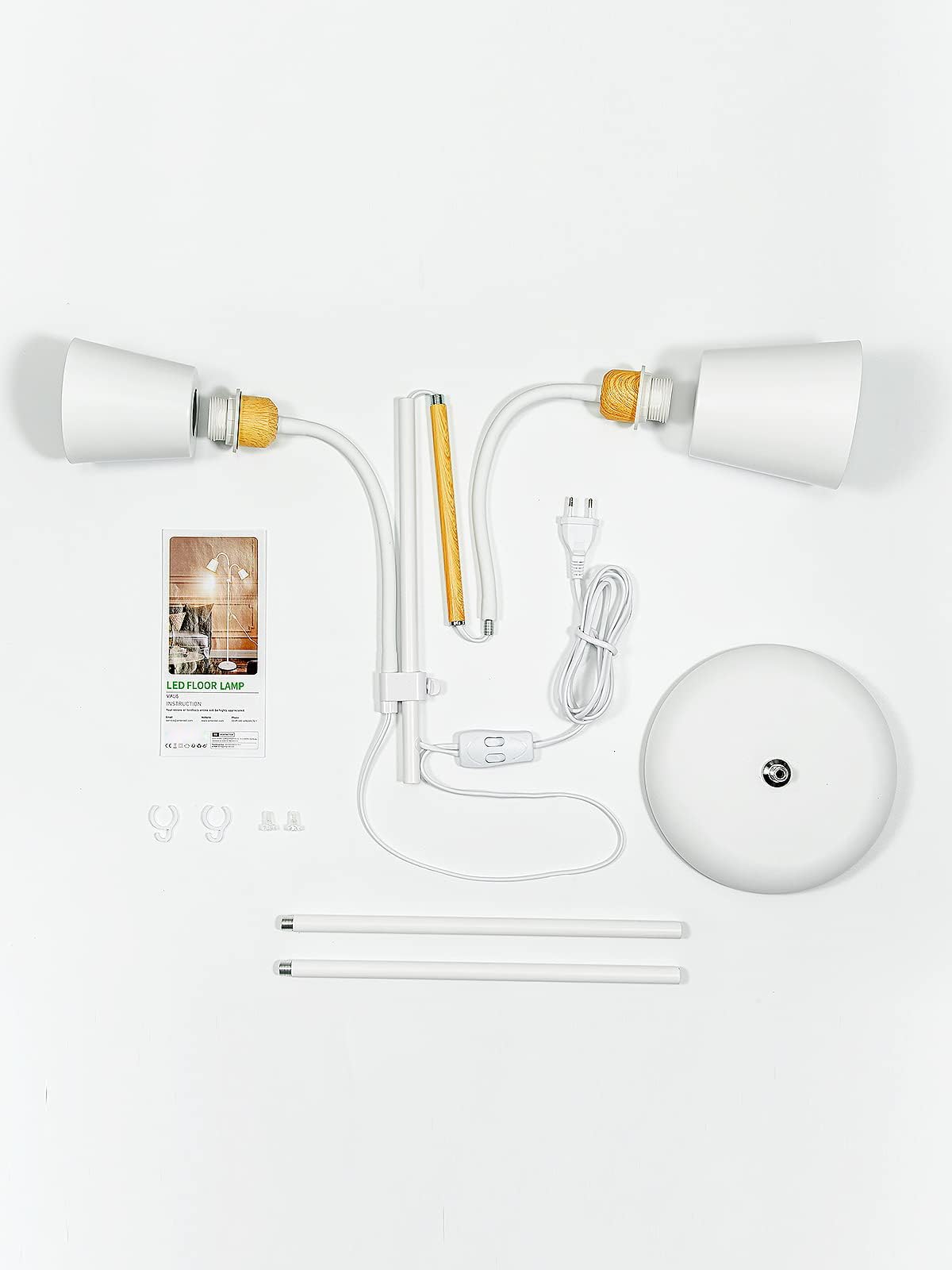 ANTENLICHT Stehlampe mit leselampe Wohnzimmer VILI | E27 Fassung max. 60W | 360° Schwenkbare 2 Lampenköpfe Stehleuchte | moderne Metall Sofa Lampe mit Höhe 159 cm | für Schlafzimmer Weiß ohne Birne