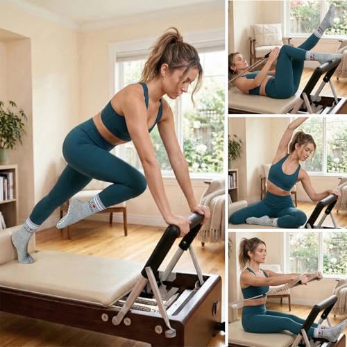 Image of Pilates Socks for Mother's Day,Women Pilates Heart Grip Socks Cuffs,Anti-Skid Cotton Grip for Ballet,Home,Studio 1Pair