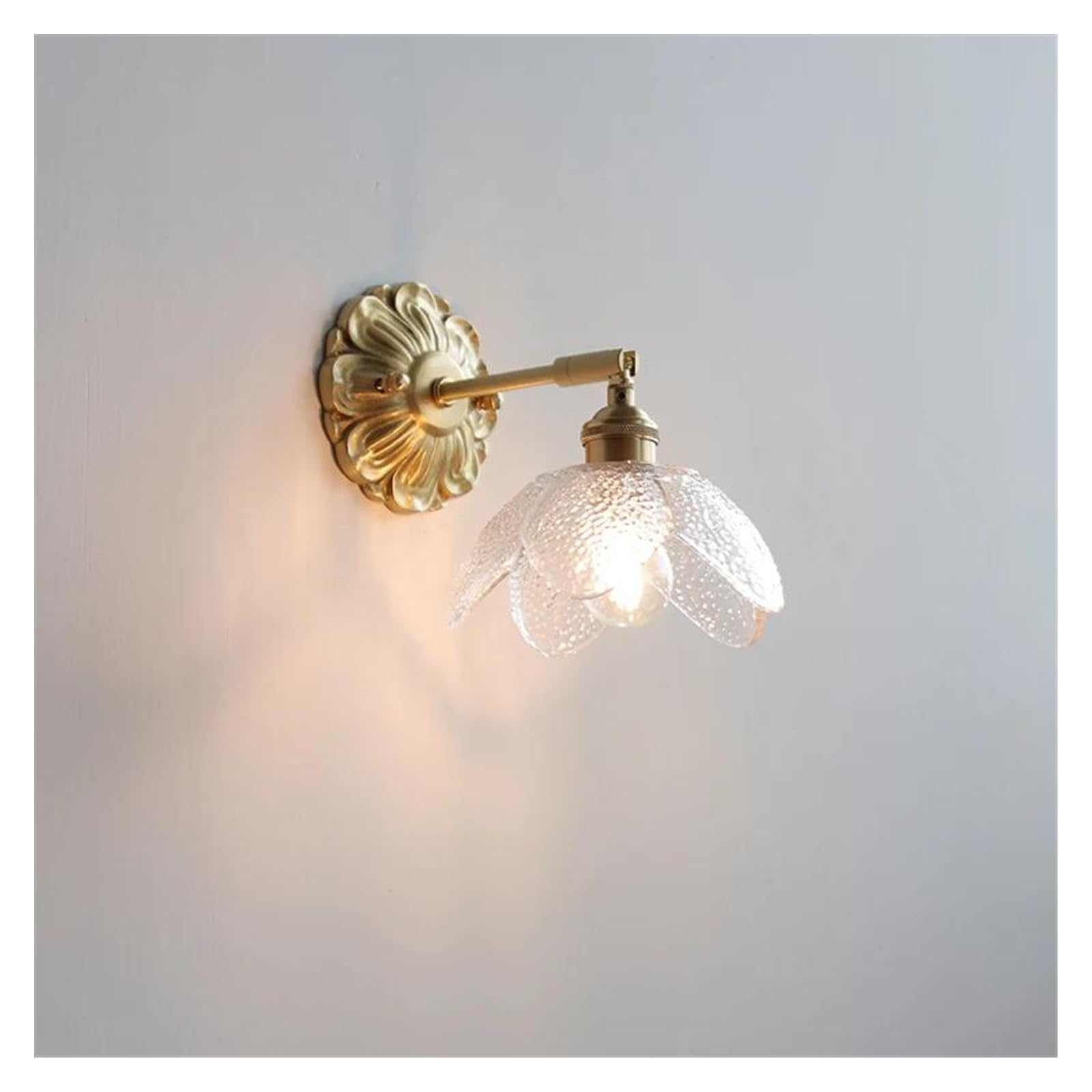 ZTCHSENZT Wall Sconces, Glass LED Wall Light Sconce Copper Arm Adjustable Bedroom Living Room Stair Beside Lamp Applique Murale Wandlamp,B