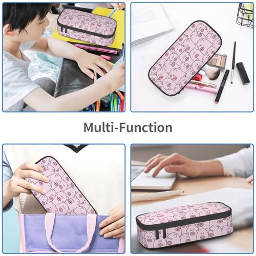 Image of Cute Animal Pink Pig Pencil Case Organizer Big Capacity Pencil Pouch Stationery With Zipper School Supplies Pencil Bag For Girls Boys Office