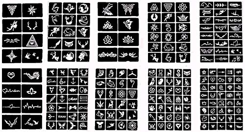 Professional Tattoo Stencil +100 Self-adhesive Temporary Tattoo Templates for Henna/Airbrush/Face paint/Glitter