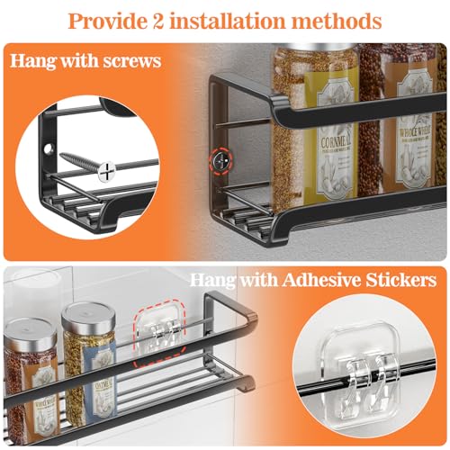 Portaspezie da Appendere Salvaspazio per Cucina, 4 Pezzi Organizer Scaffale per Barattoli di Spezie e Condimenti - immagine 4
