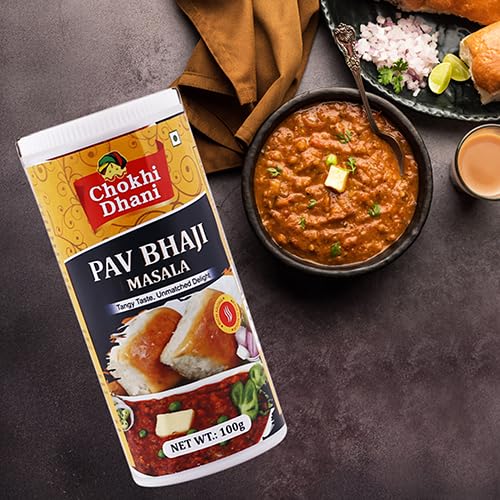 Image of Chokhi Dhani Pav Bhaji Masala 100g | Mumbai Street Style Spice Mix | Chatpata & Spicy Tawa Masala for Pav Bhaji & Tawa Pulao | Authentic Desi Flavour